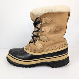 Sorel Caribou Kaufman Winter Boots Tan Brown Black Lined Womens 8 Canada